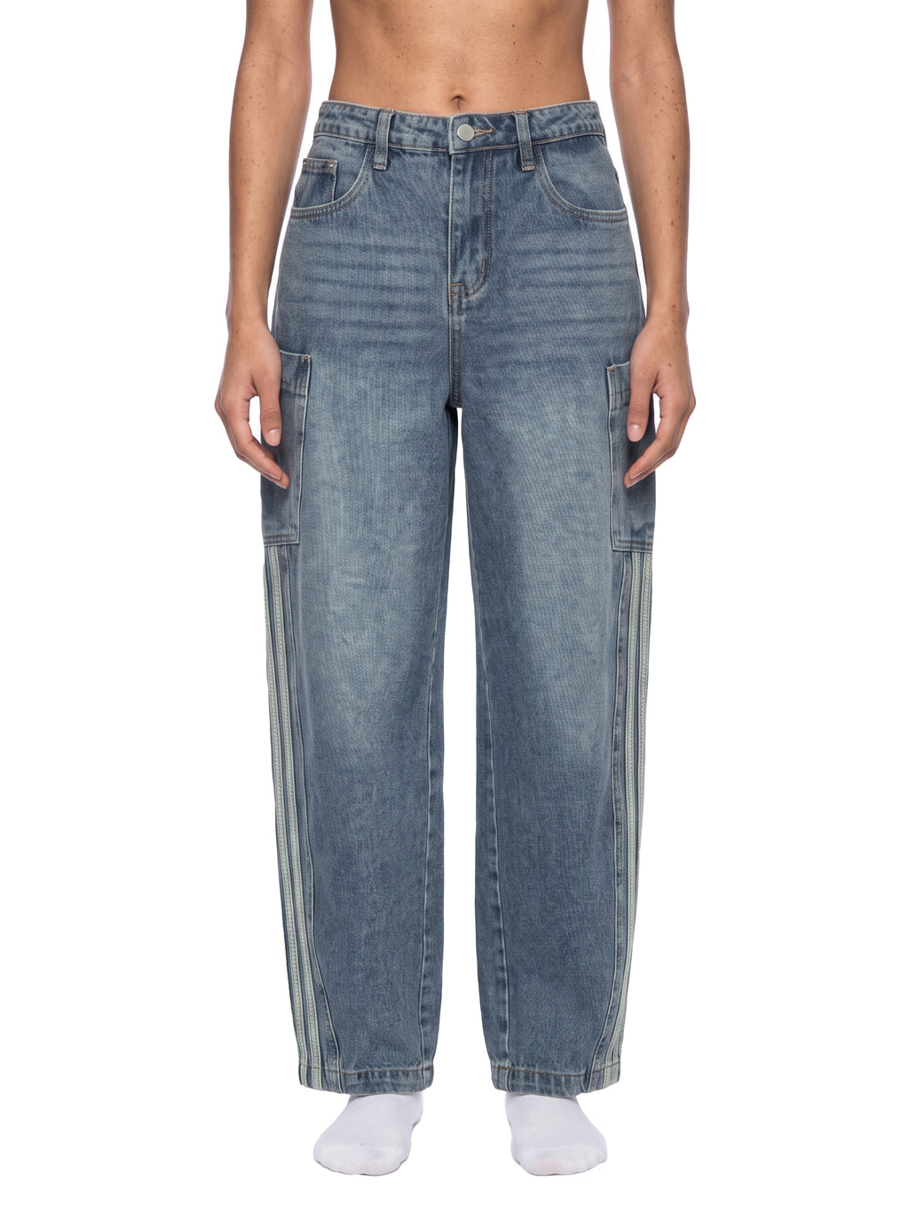 Jeansy Barrel Leg Vintage Wash – Nowrocky™ — rozporek z guzikiem i nity