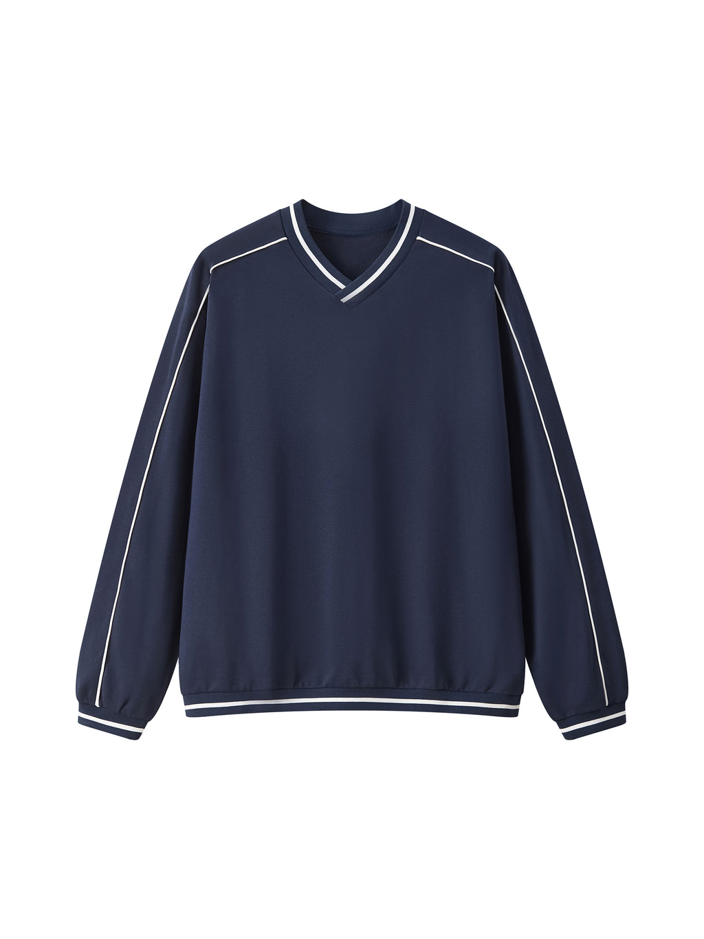 Bluza Raglan V-Neck Contrast Piping – Nowrocky™ — szew raglanowy przy ramieniu z bliska