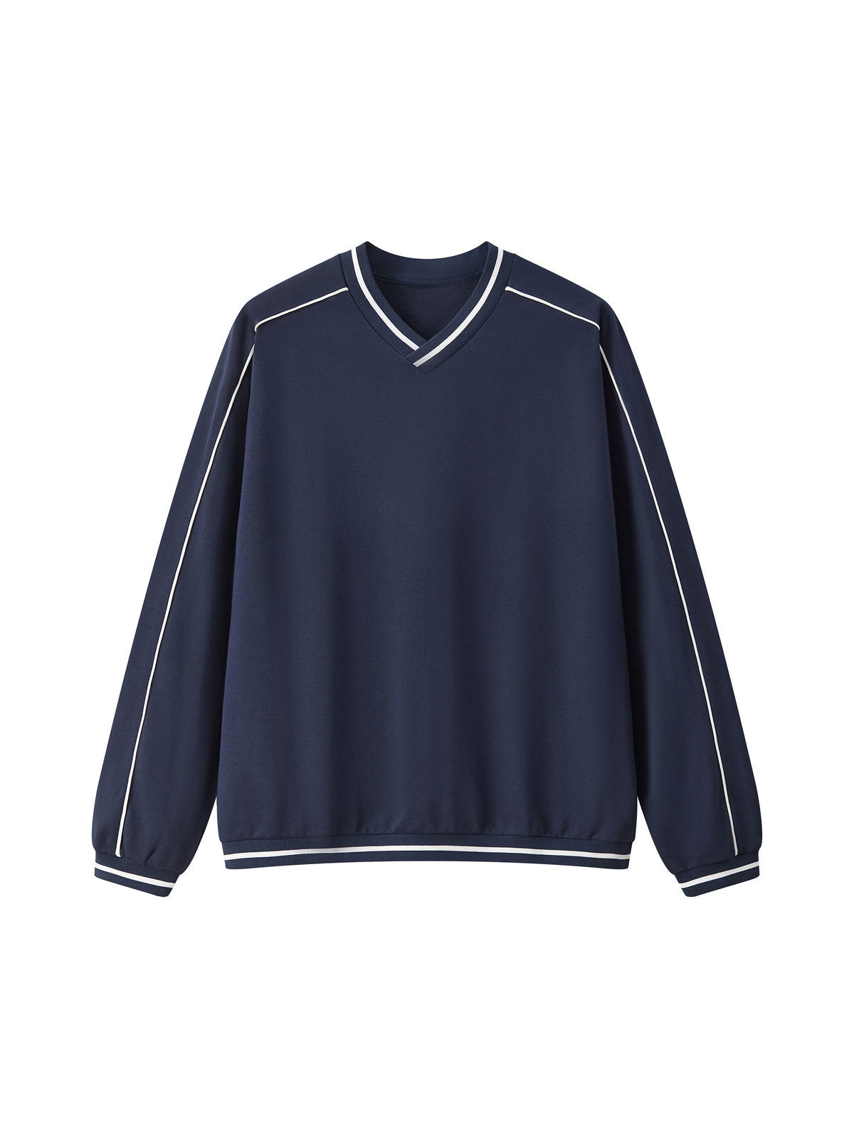 Bluza Raglan V-Neck Contrast Piping – Nowrocky™ — szew raglanowy przy ramieniu z bliska