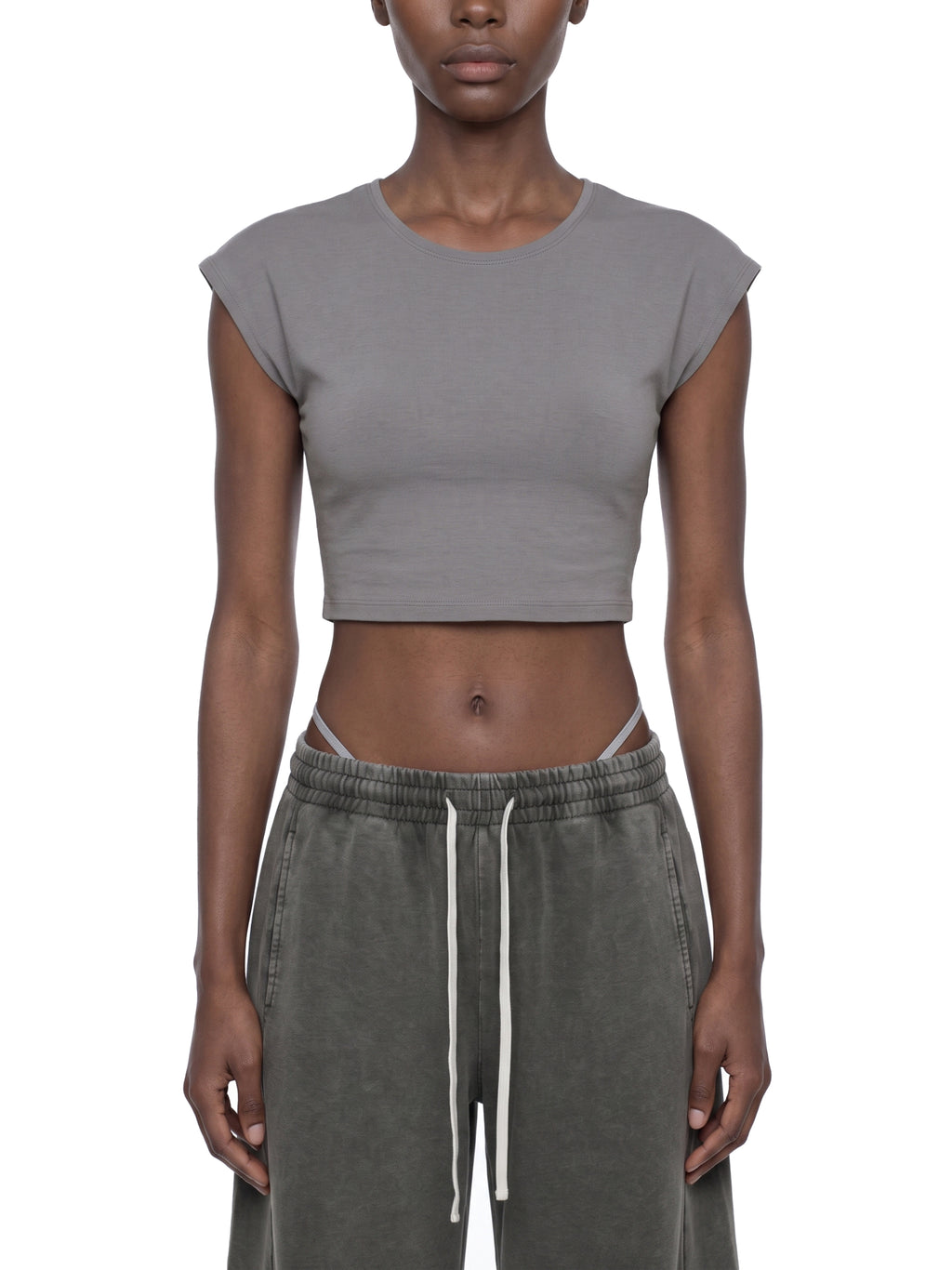 T-shirt Slim Crop – Nowrocky™ — detal przeszyć bocznych