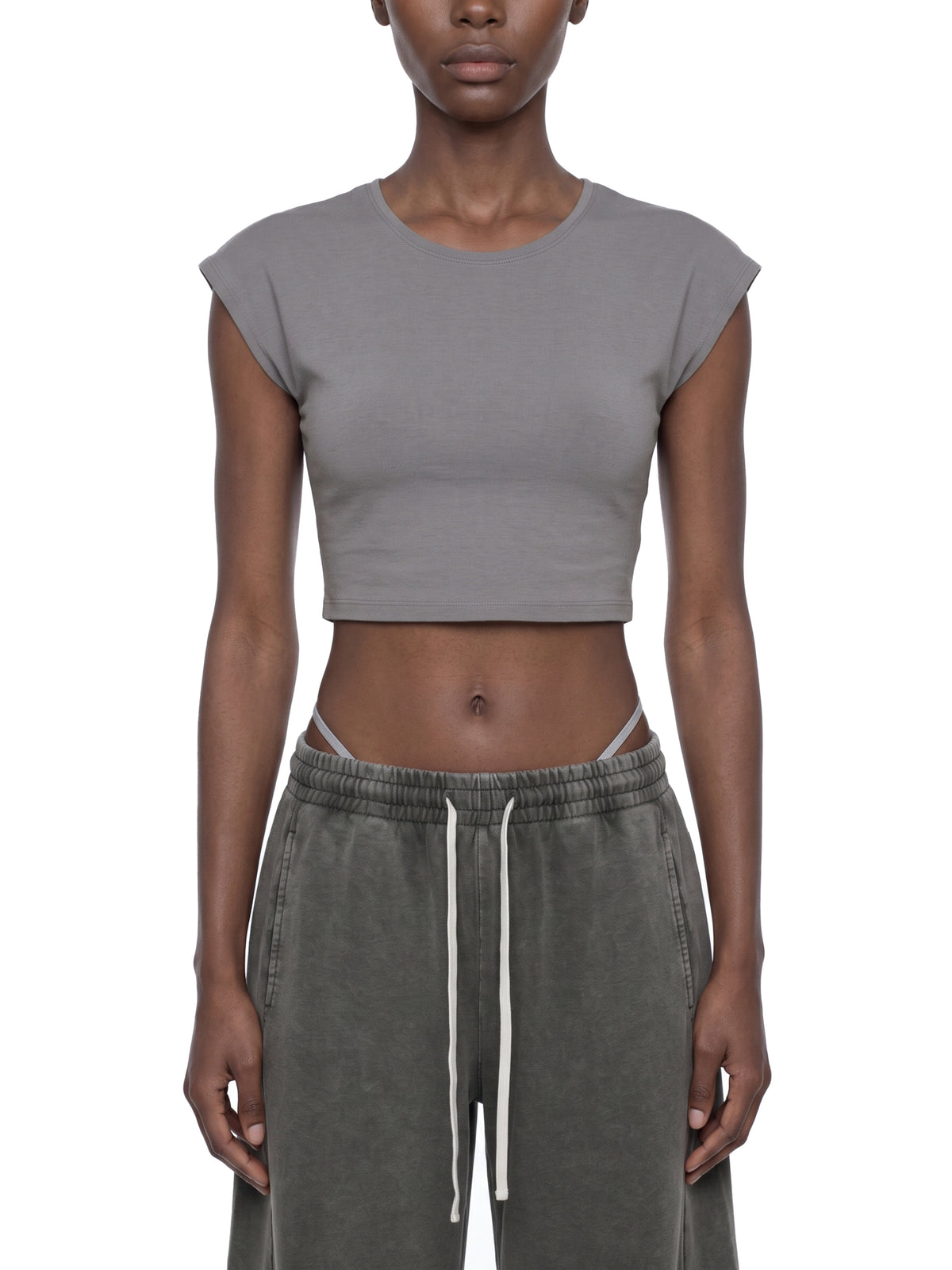 T-shirt Slim Crop – Nowrocky™ — detal przeszyć bocznych