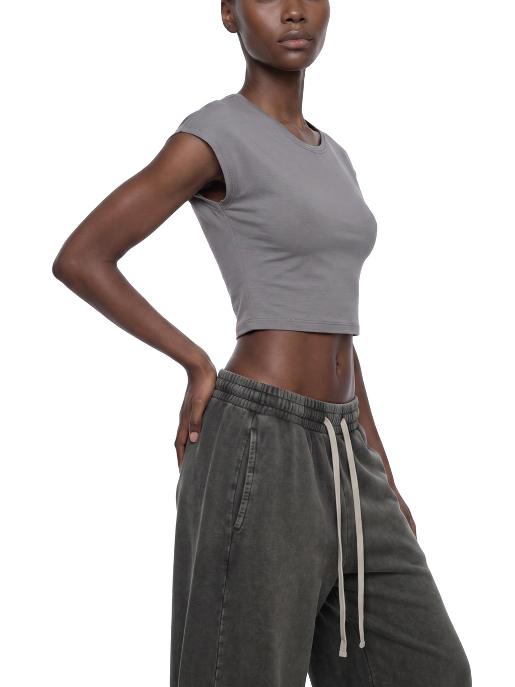 T-shirt Slim Crop – Nowrocky™ — kadr do pasa od tyłu