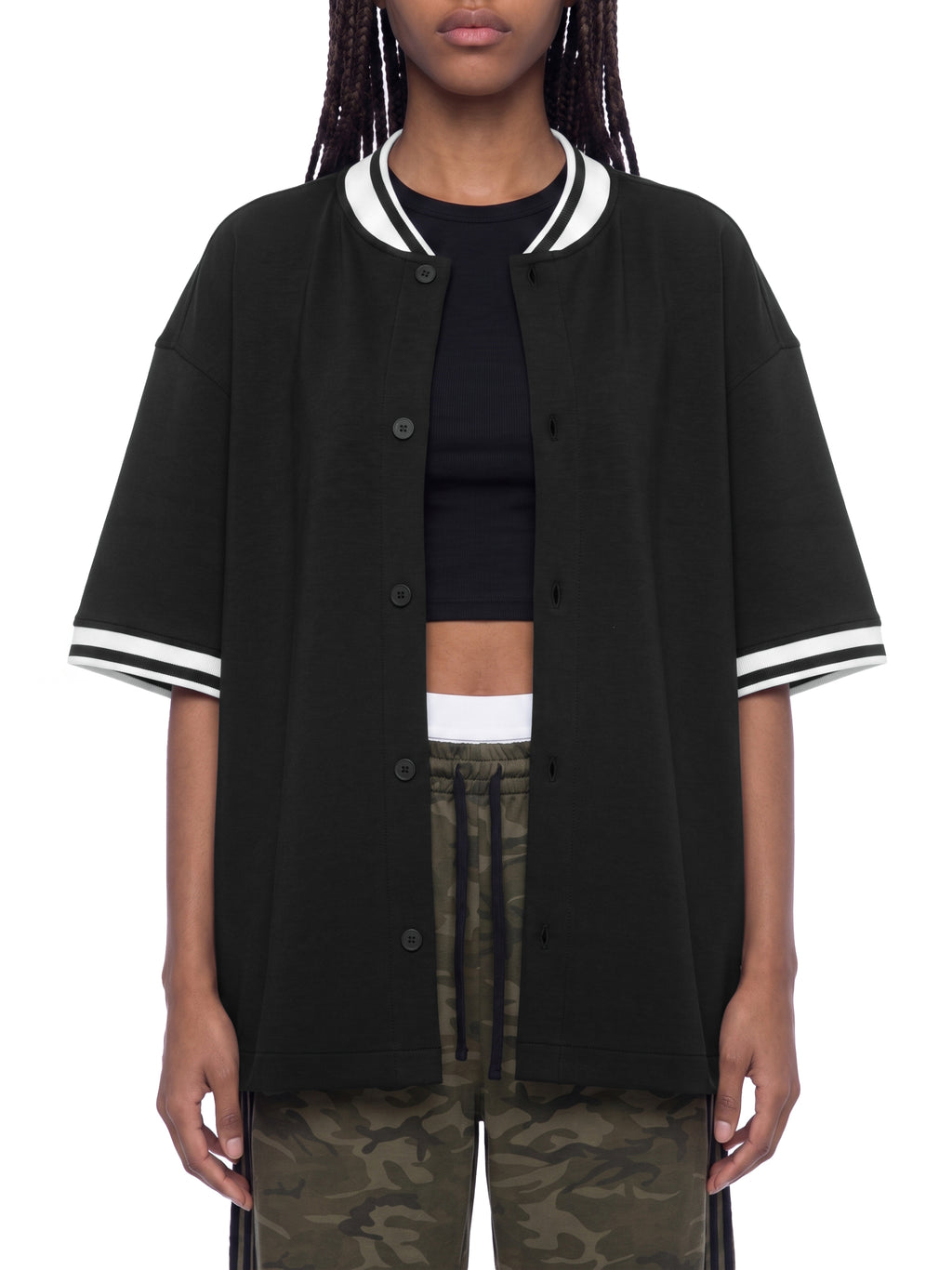 Jersey Baseball Oversized Contrast Rib – Nowrocky™ — plecy modela i układ materiału