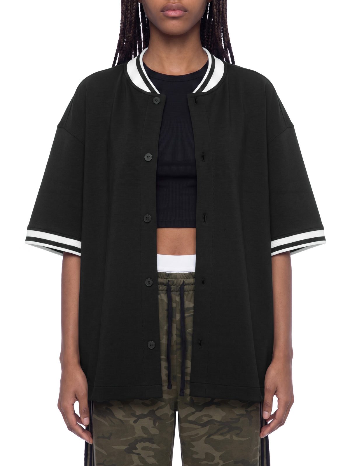 Jersey Baseball Oversized Contrast Rib – Nowrocky™ — plecy modela i układ materiału