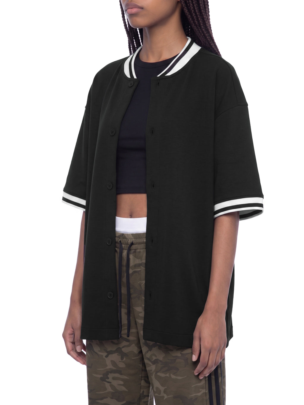 Jersey Baseball Oversized Contrast Rib – Nowrocky™ — wykończenie dolnej krawędzi