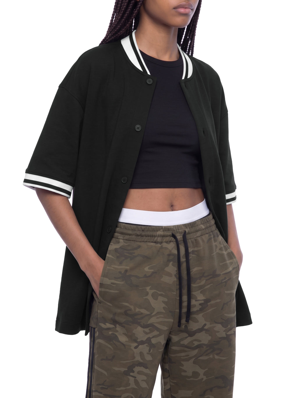 Jersey Baseball Oversized Contrast Rib – Nowrocky™ — guzik listwy w powiększeniu