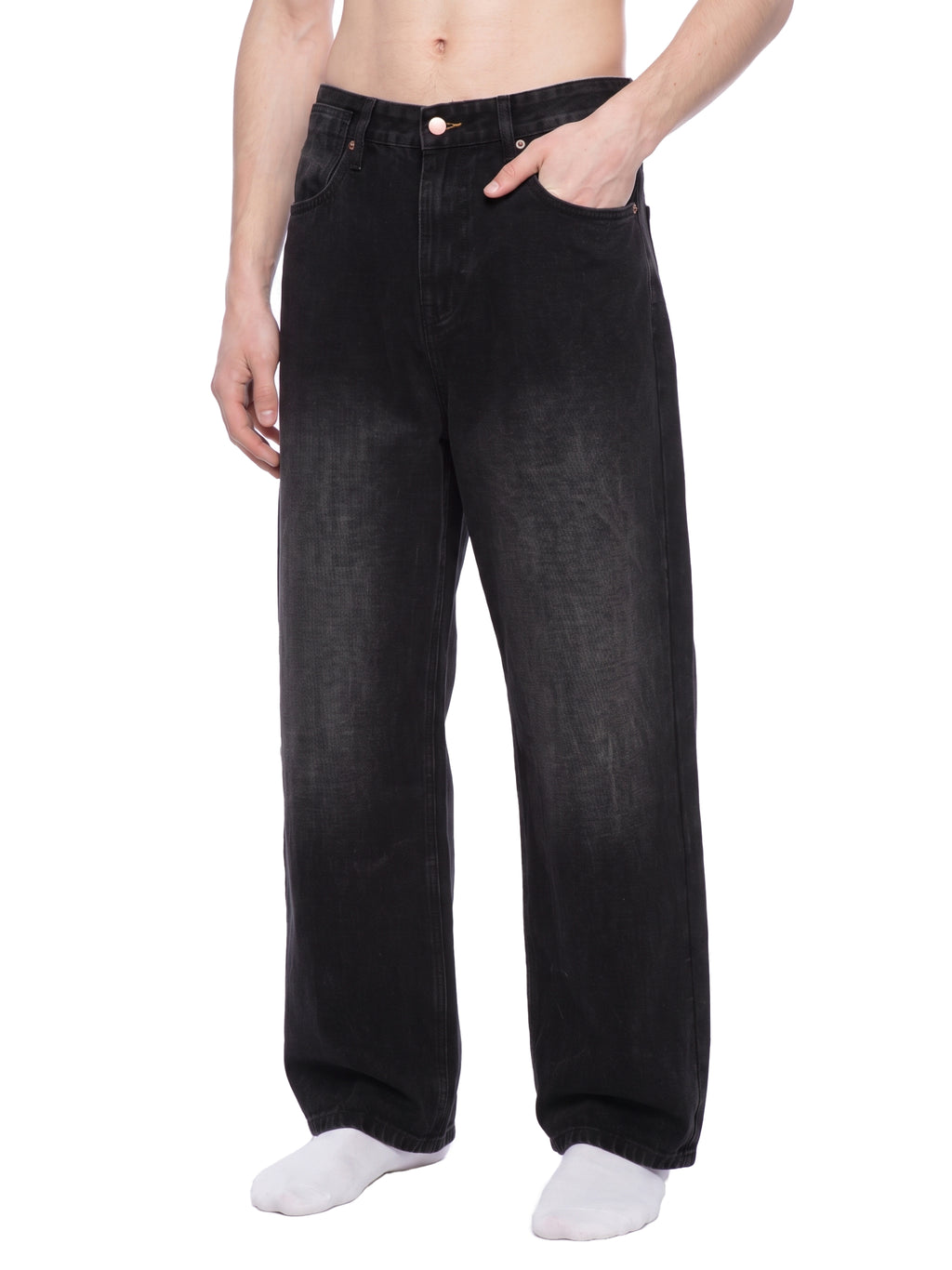 Jeansy Wide Leg Vintage Wash – Nowrocky™ — tylna kieszeń i przeszycia