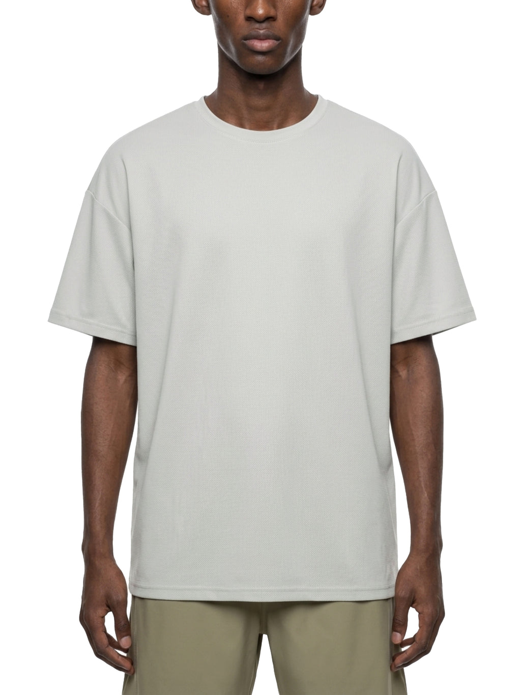 T-shirt Drop Shoulder Loose – Nowrocky™ — faktura dzianiny w świetle bocznym