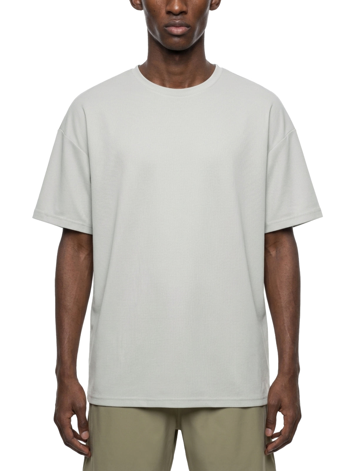 T-shirt Drop Shoulder Loose – Nowrocky™ — faktura dzianiny w świetle bocznym
