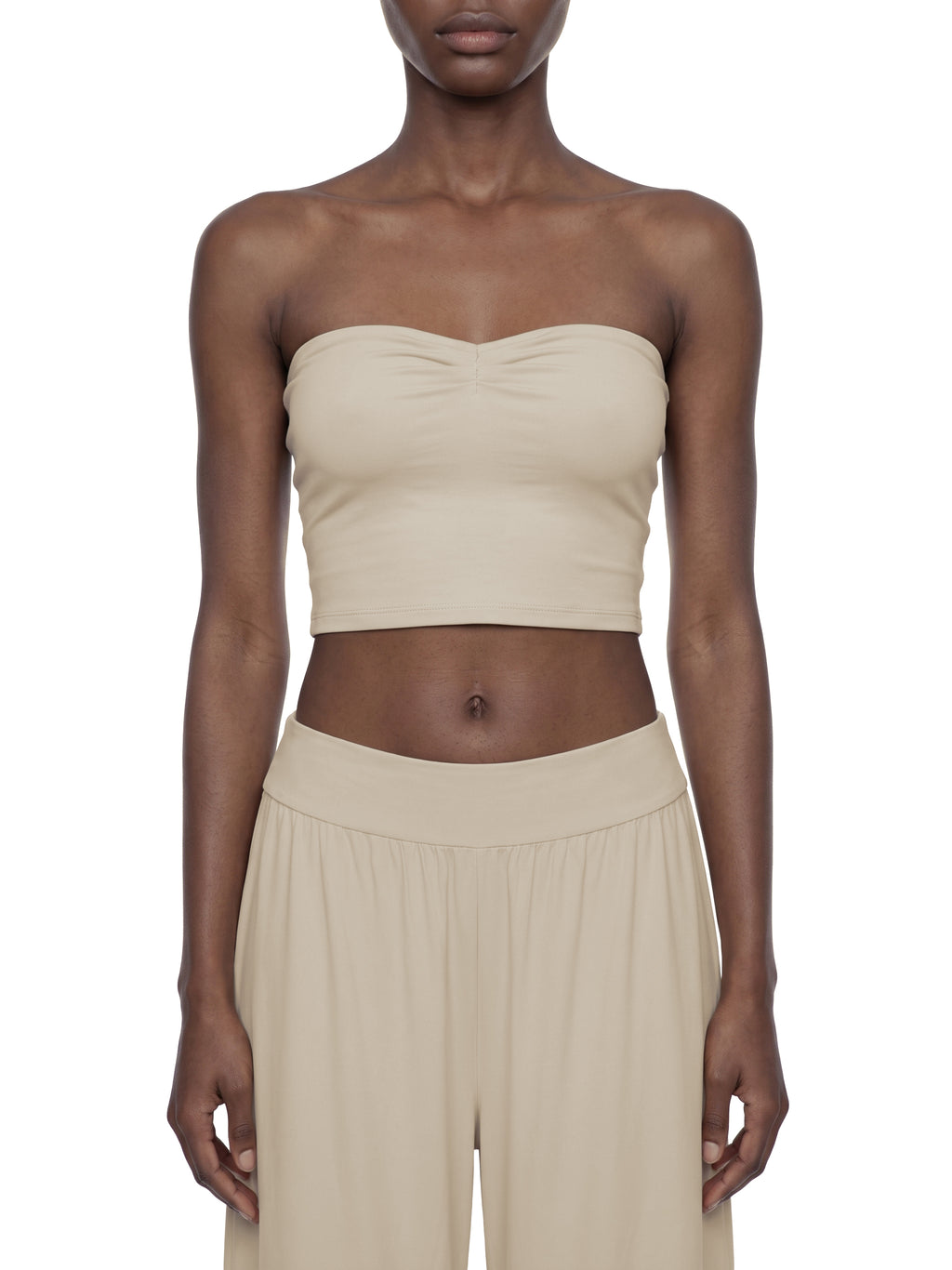 Tank Top Bandeau Ruched Crop – Nowrocky™ — układ na płasko, całość produktu