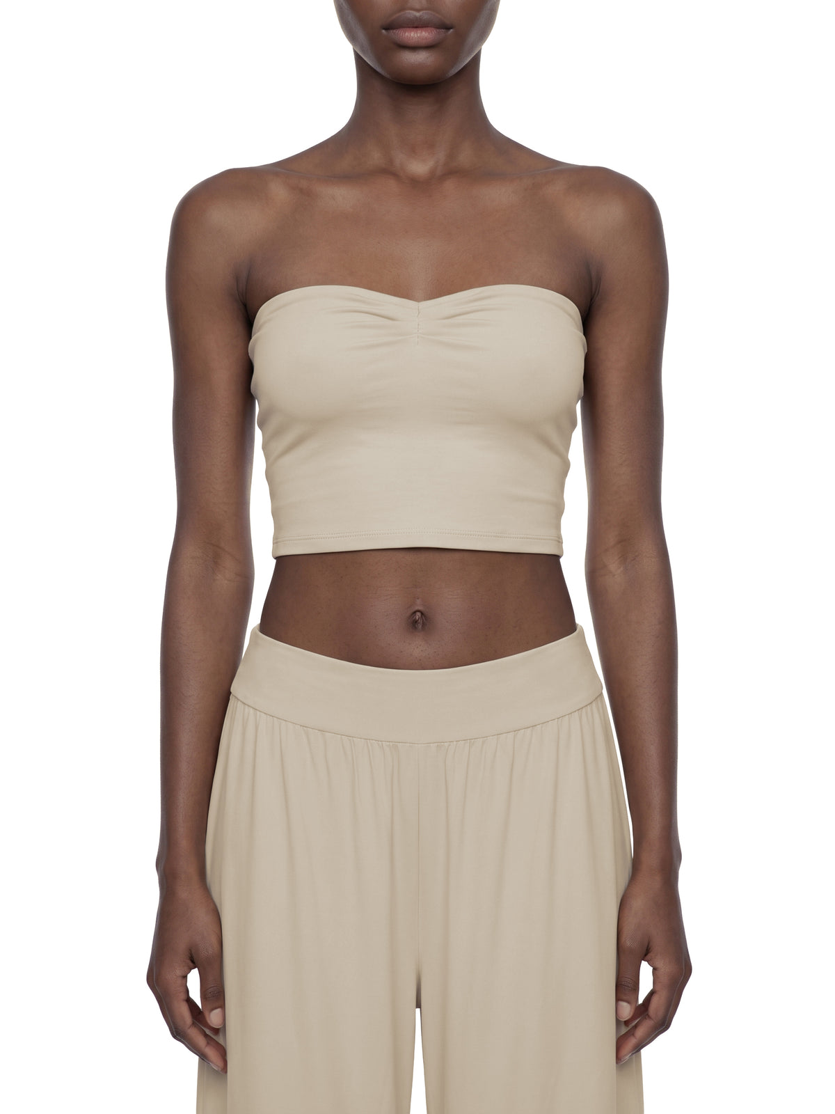 Tank Top Bandeau Ruched Crop – Nowrocky™ — układ na płasko, całość produktu