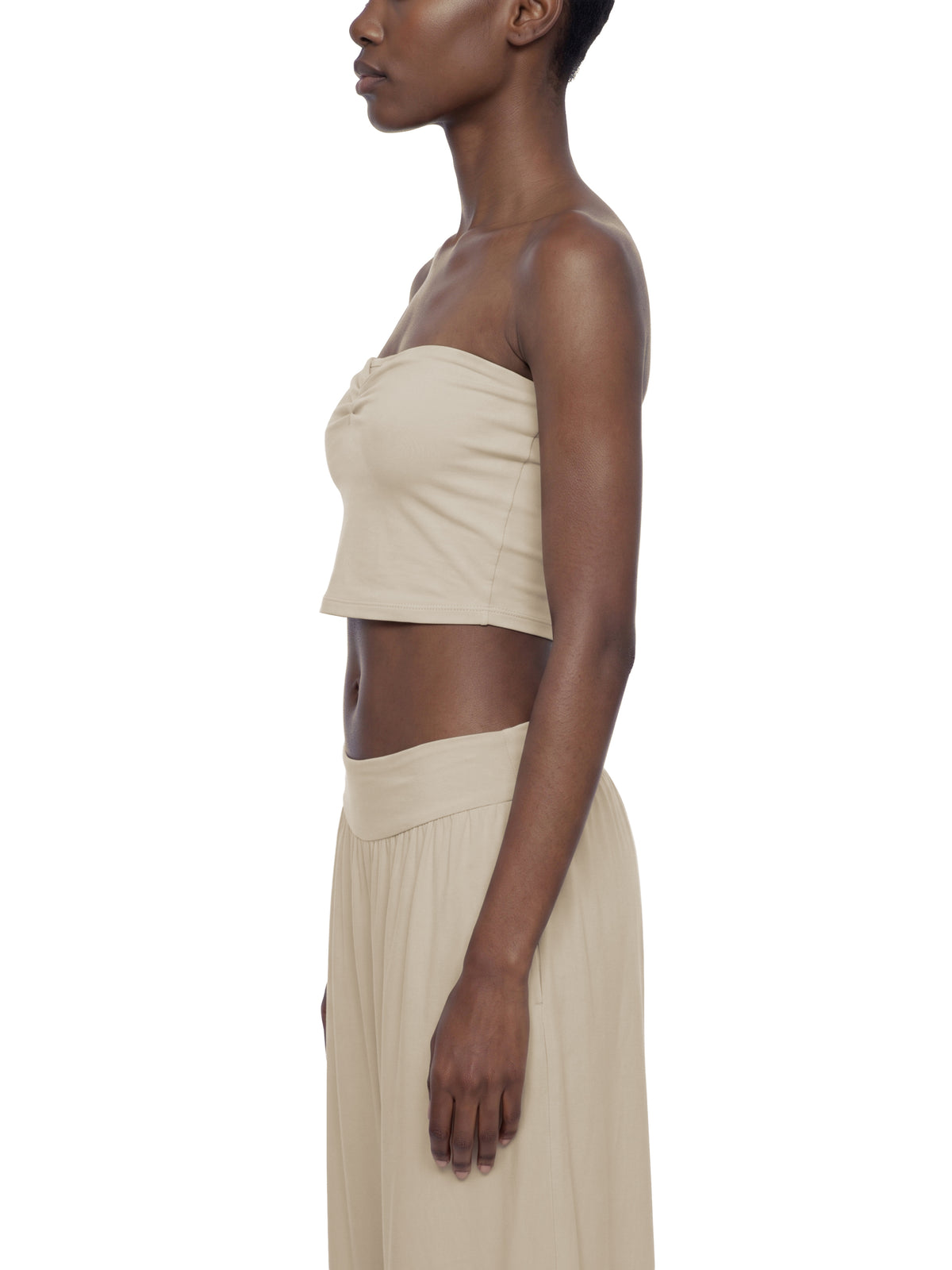 Tank Top Bandeau Ruched Crop – Nowrocky™ — stylizacja uliczna z szerokimi spodniami