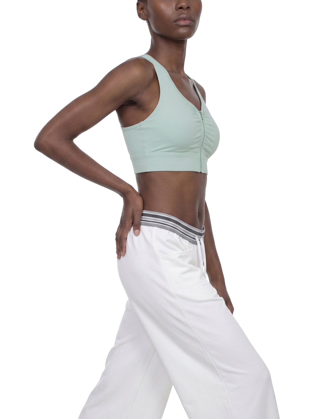 Biustonosz Sportowy Cropped Zip Racerback – Nowrocky™ — detal szwu bocznego