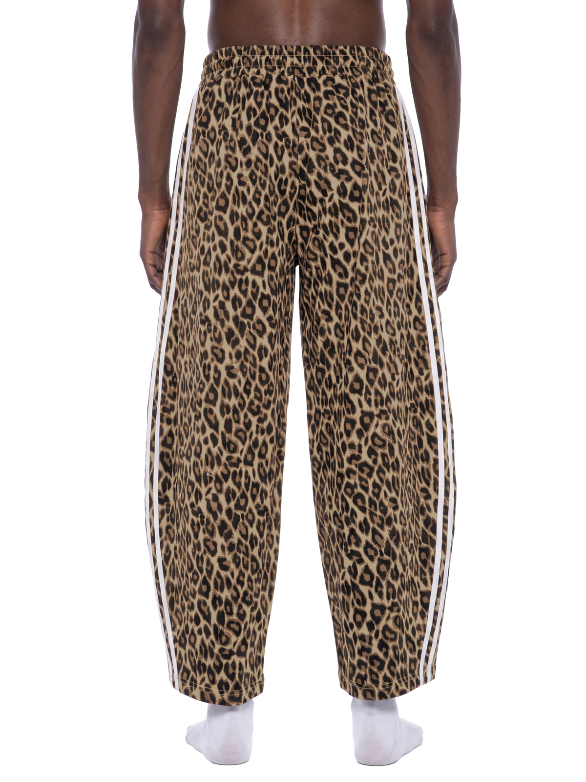 Spodnie Dresowe Leopard Barrel Leg – Nowrocky™ — układ na płasko, pełny krój