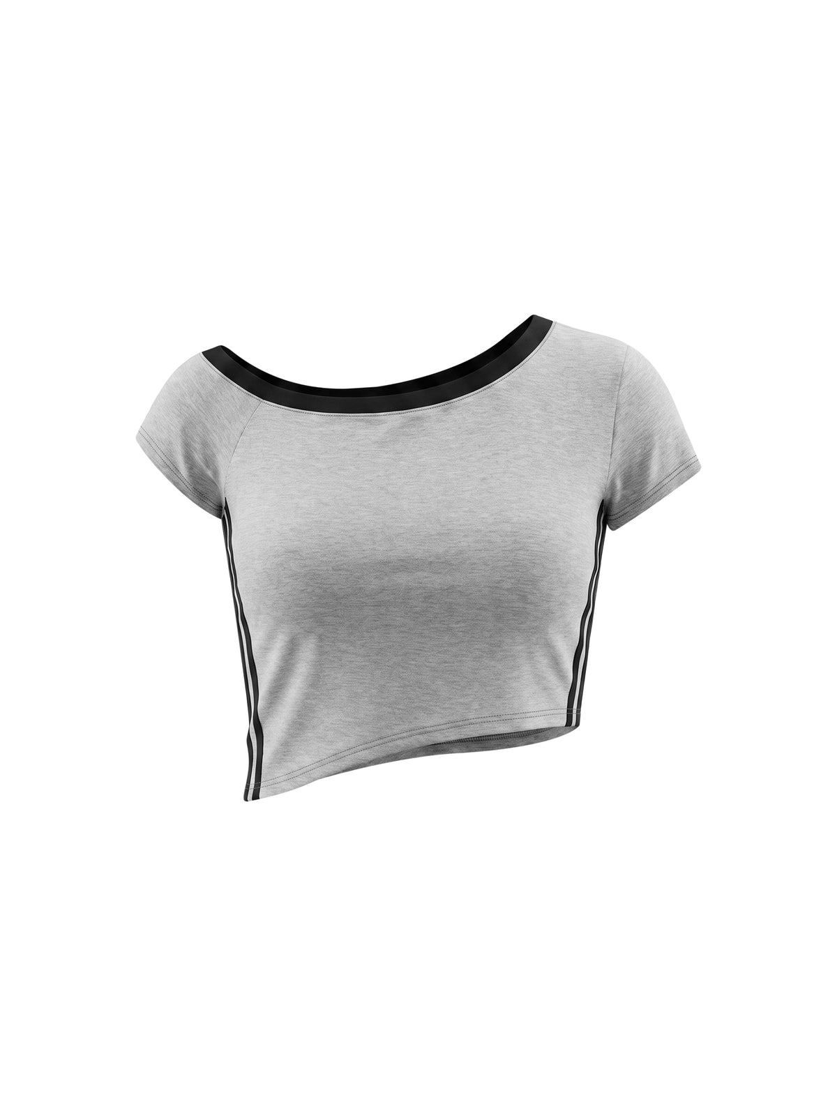 T-shirt Crop Off-Shoulder Contrast Stripe – Nowrocky™ — kontrastowy pasek na ramieniu