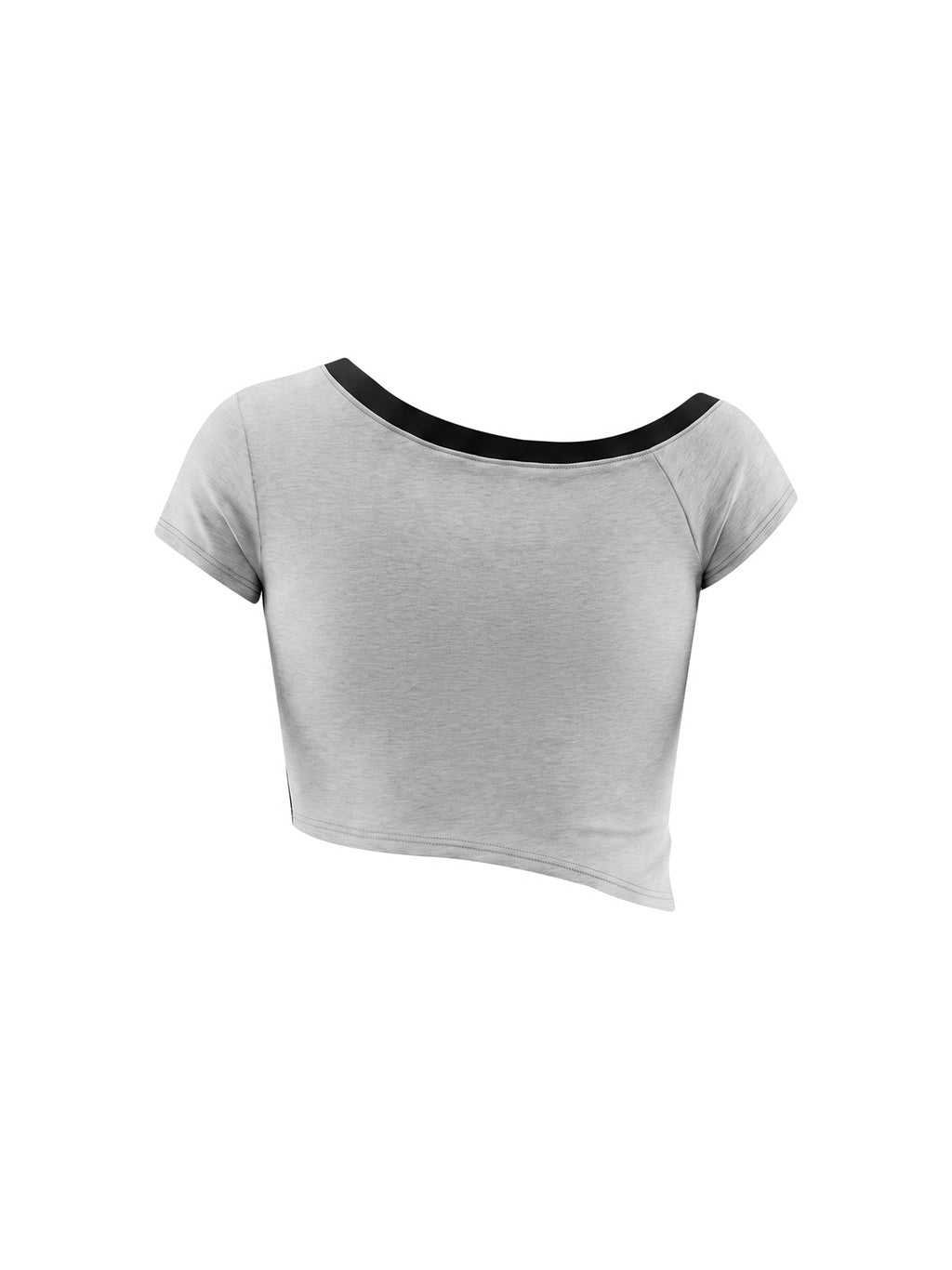T-shirt Crop Off-Shoulder Contrast Stripe – Nowrocky™ — krótki dół i wykończenie