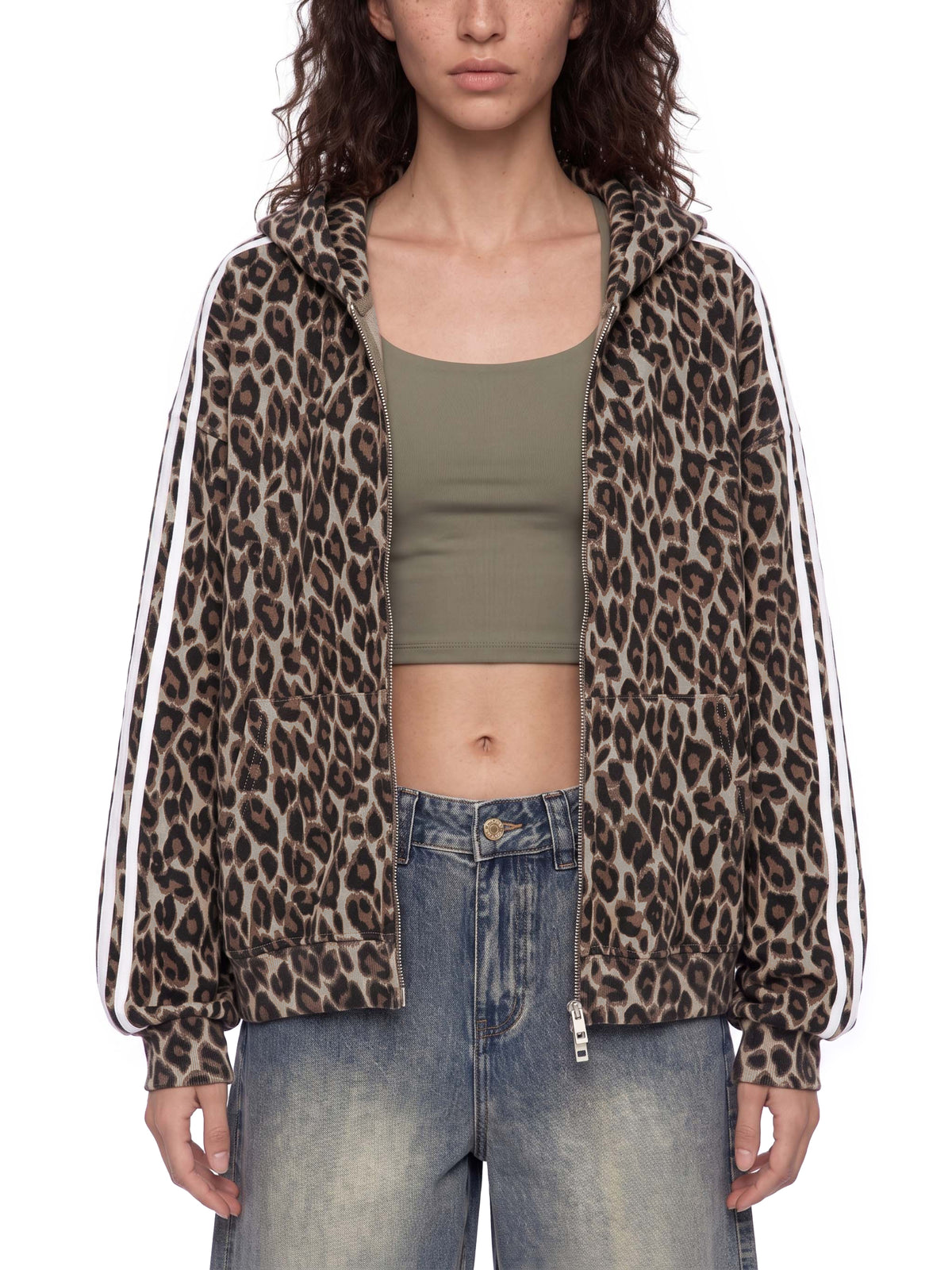 Bluza Leopard Full Zip Contrast Tape – Nowrocky™ — kadr studyjny na jasnym tle
