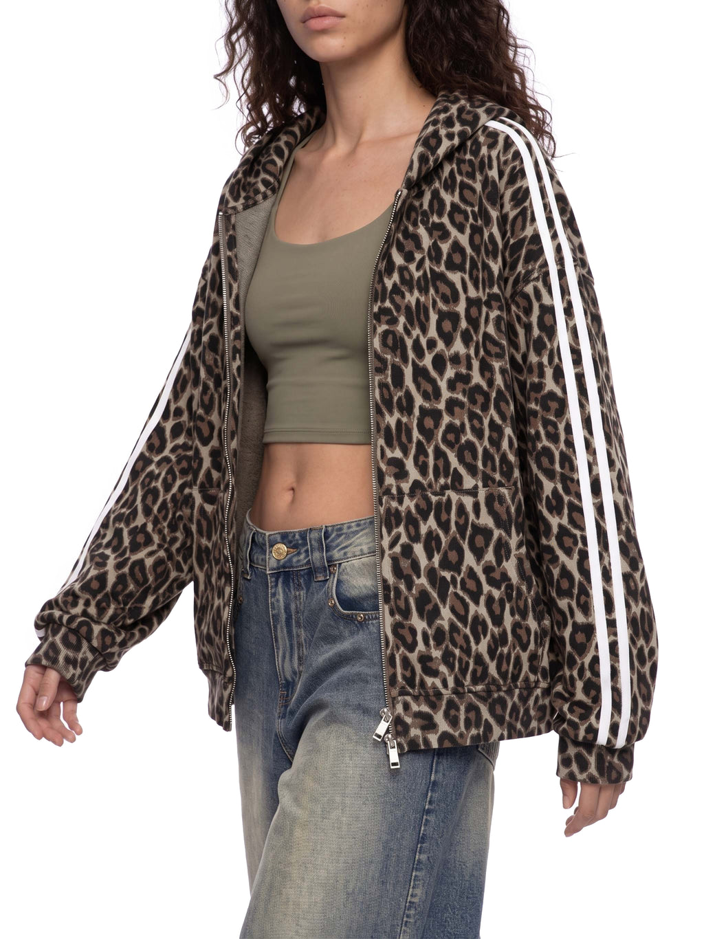 Bluza Leopard Full Zip Contrast Tape – Nowrocky™ — detal szwu bocznego