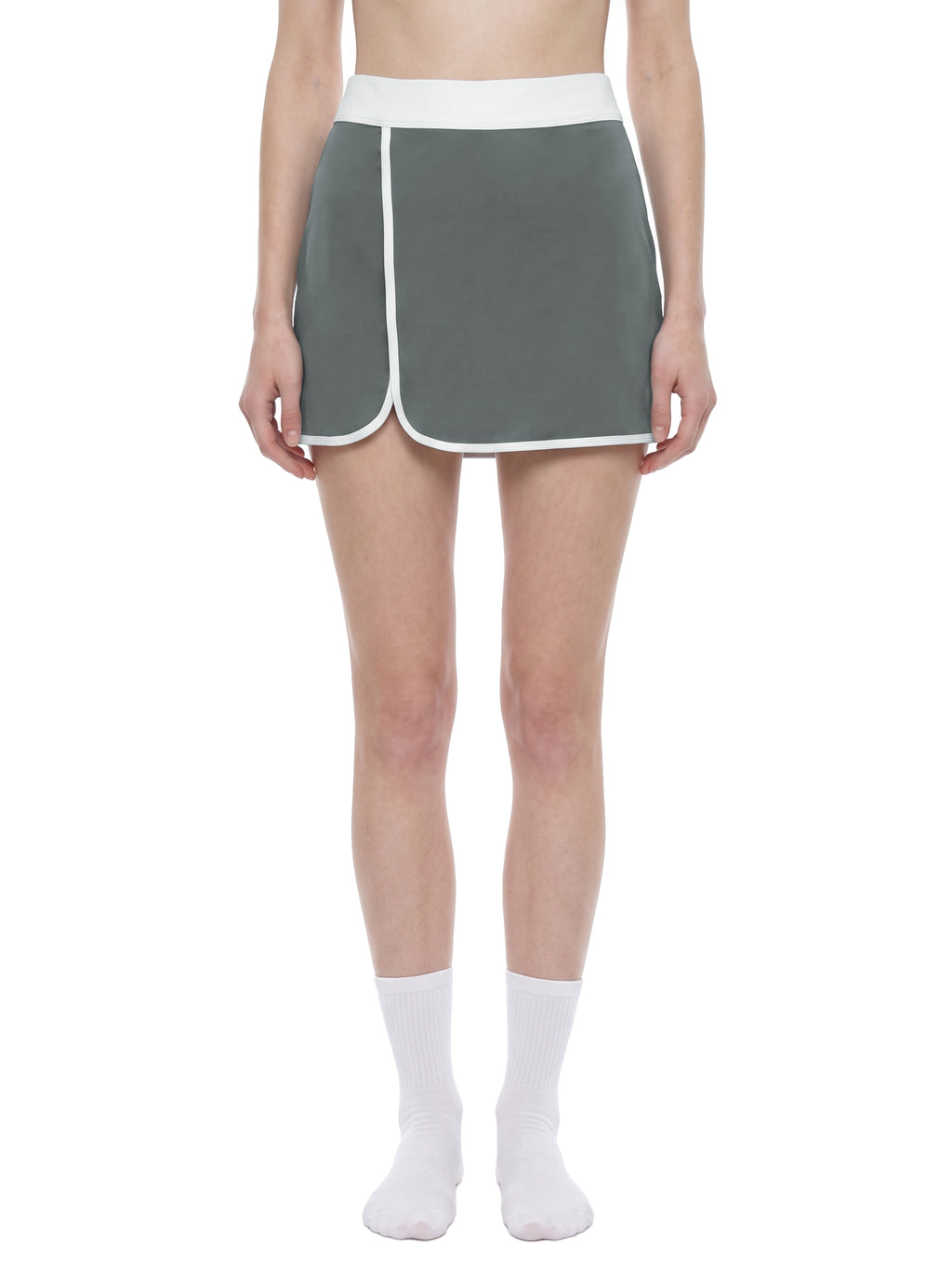 Spódnica Skort Color Block A-Line – Nowrocky™ — ujęcie 3/4 w ruchu, ruch tkaniny