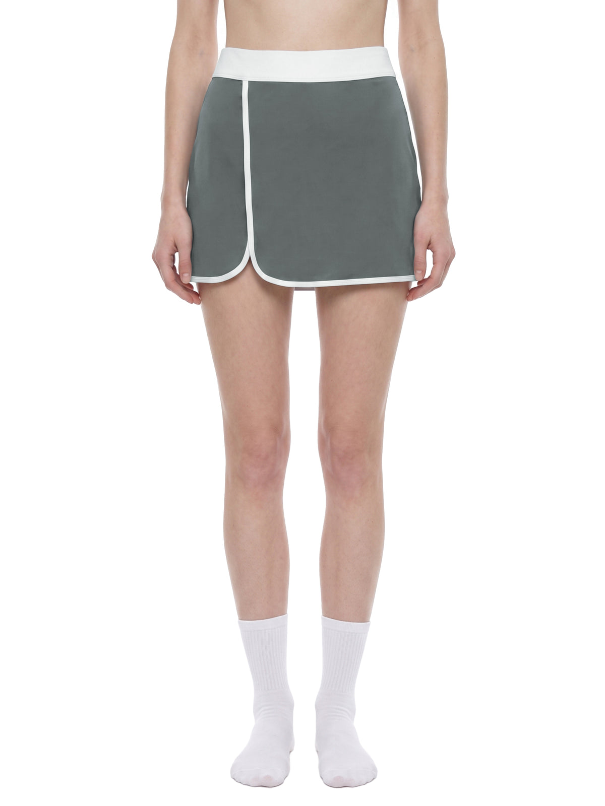 Spódnica Skort Color Block A-Line – Nowrocky™ — ujęcie 3/4 w ruchu, ruch tkaniny