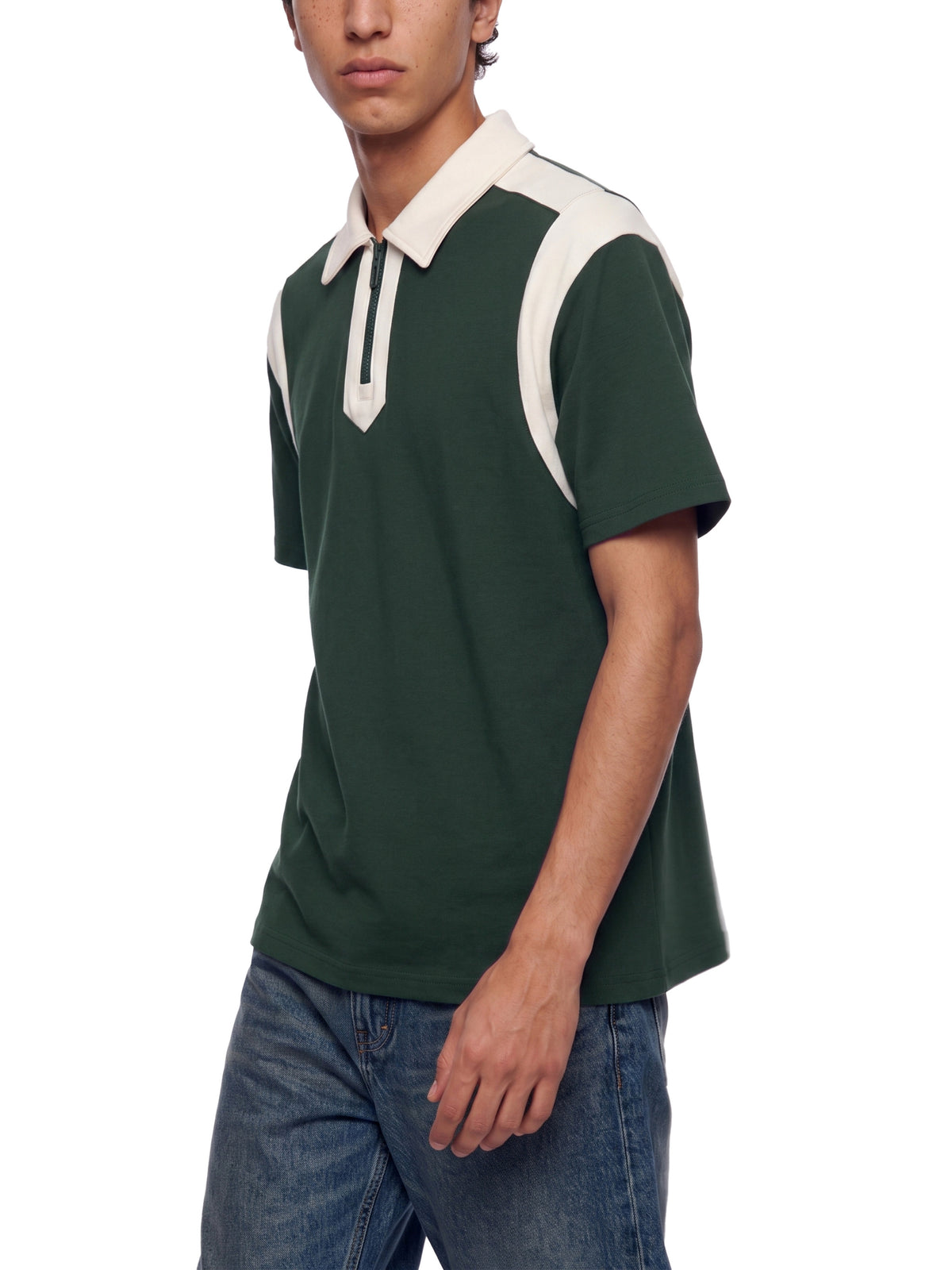 Polo Color Block Quarter Zip – Nowrocky™ — faktura oddychającej dzianiny