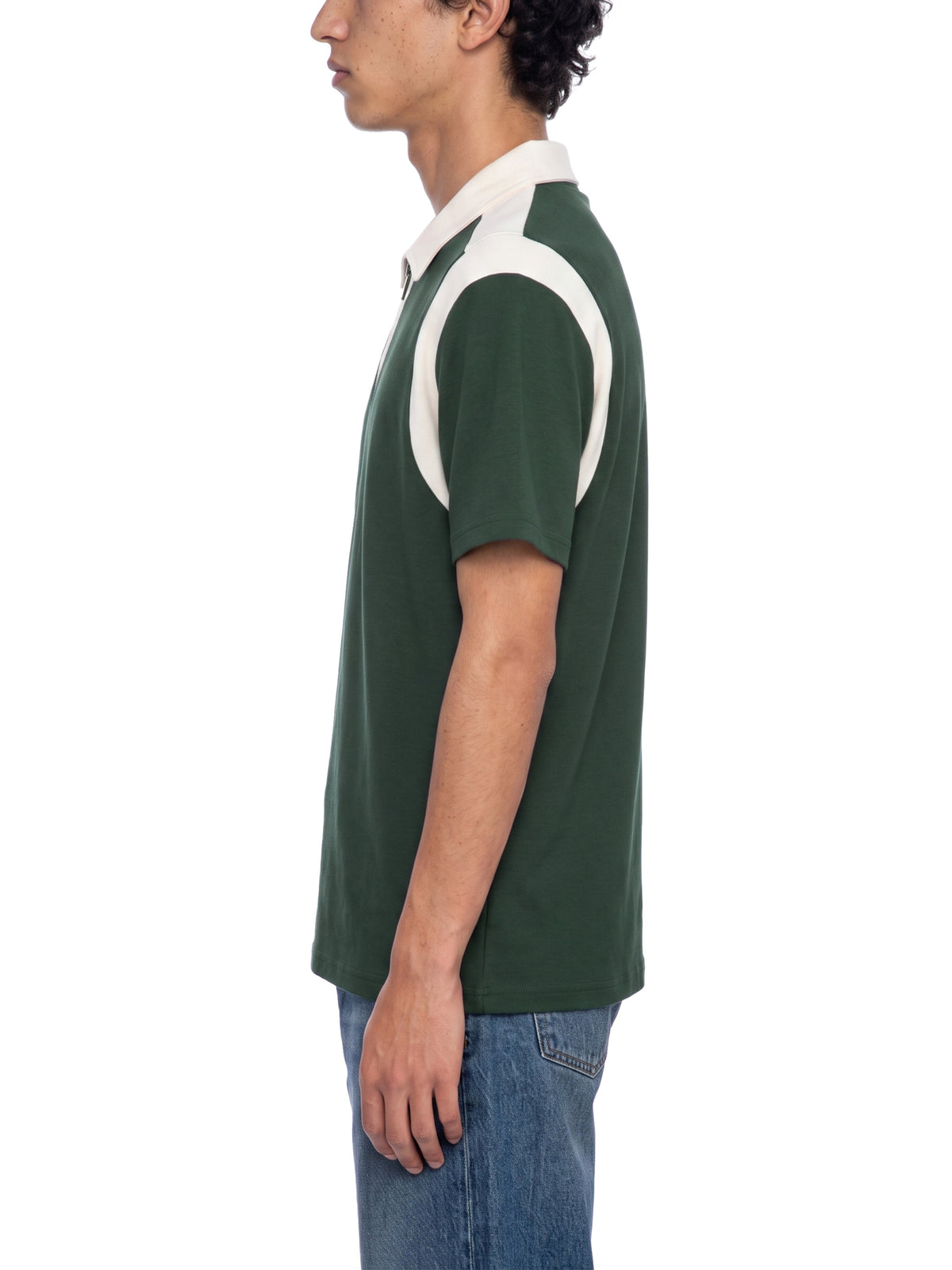 Polo Color Block Quarter Zip – Nowrocky™ — układ na płasko na jasnym tle