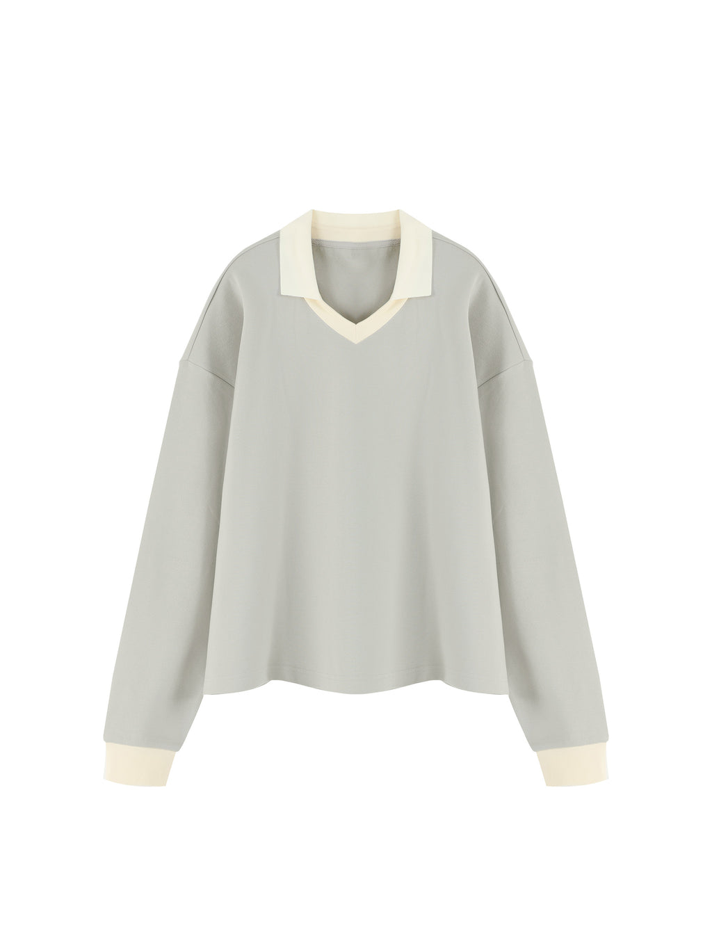 Bluza Color Block Polo Collar – Nowrocky™ — długi rękaw i linia ramienia z bliska