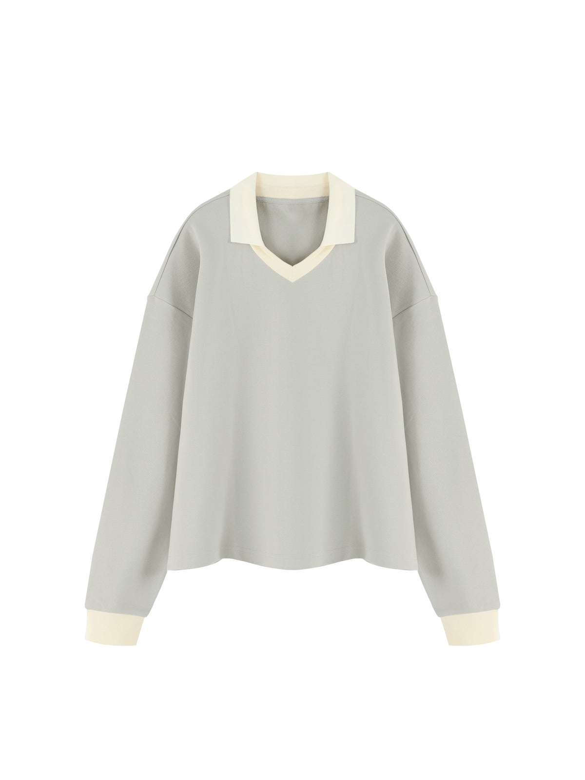 Bluza Color Block Polo Collar – Nowrocky™ — długi rękaw i linia ramienia z bliska