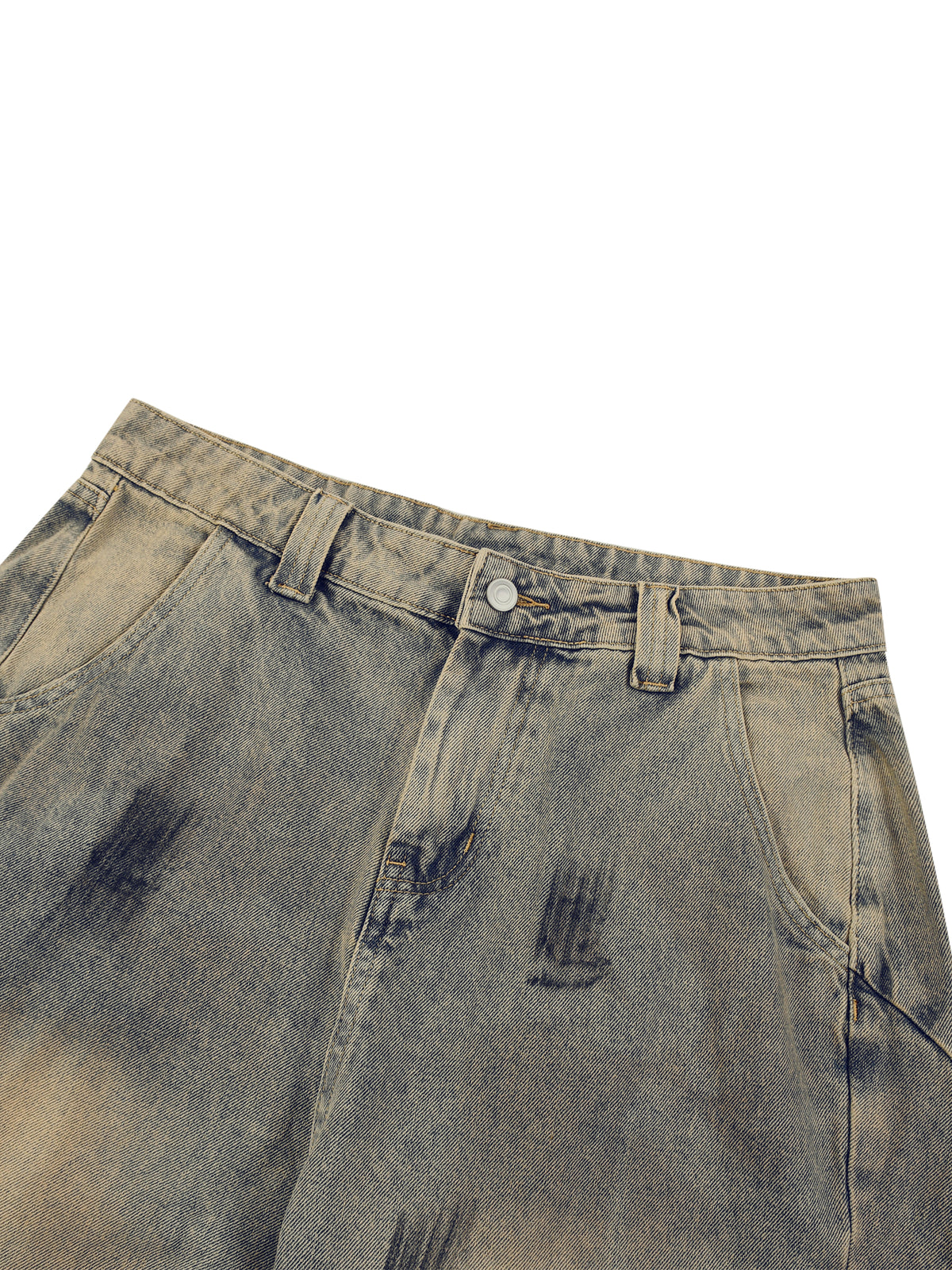 Szorty Jeansowe Vintage Wash – Nowrocky™ — faktura denimu w zbliżeniu