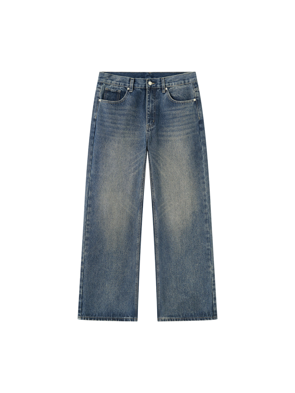 Jeansy Straight Leg Vintage Wash – Nowrocky™ — jeansy na modelu, cała sylwetka