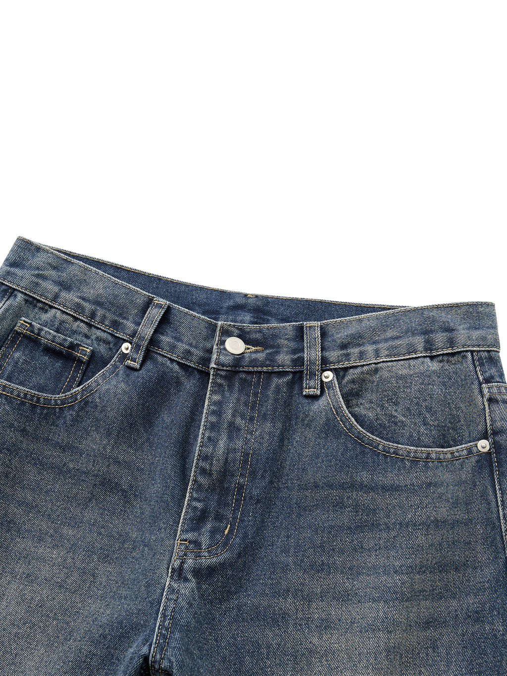 Jeansy Straight Leg Vintage Wash – Nowrocky™ — dół nogawki i szew