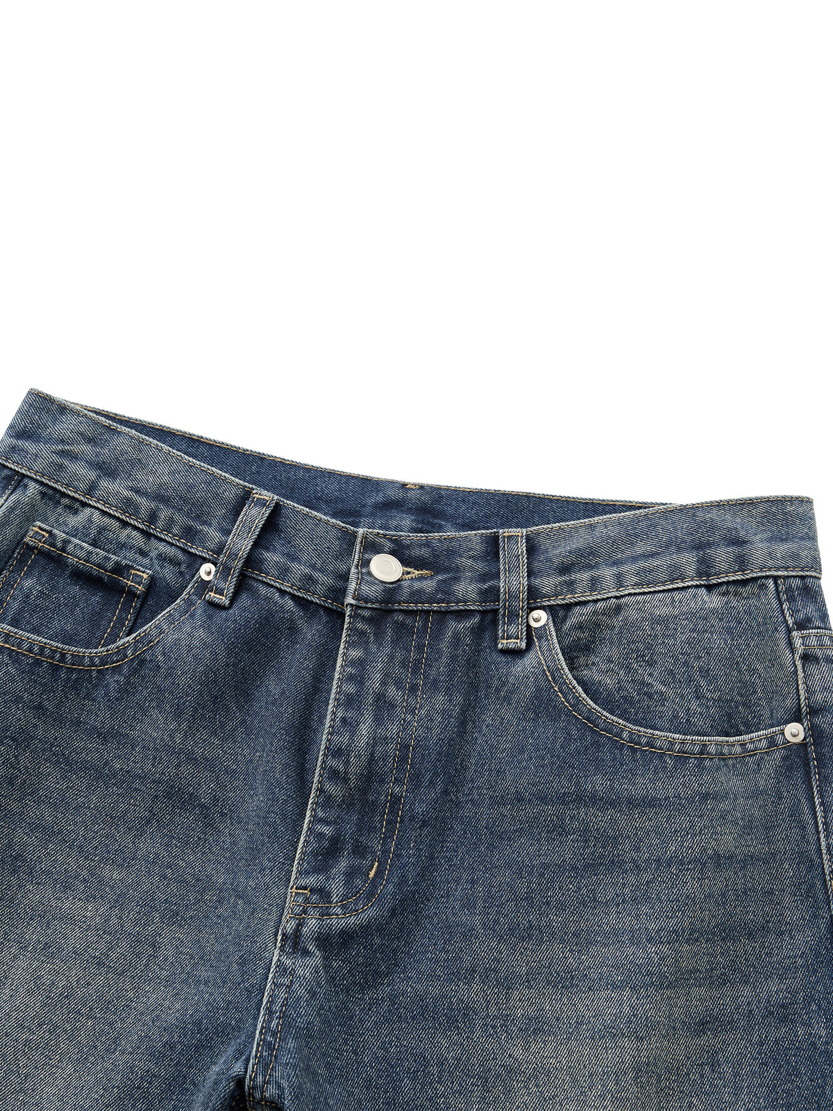 Jeansy Straight Leg Vintage Wash – Nowrocky™ — dół nogawki i szew