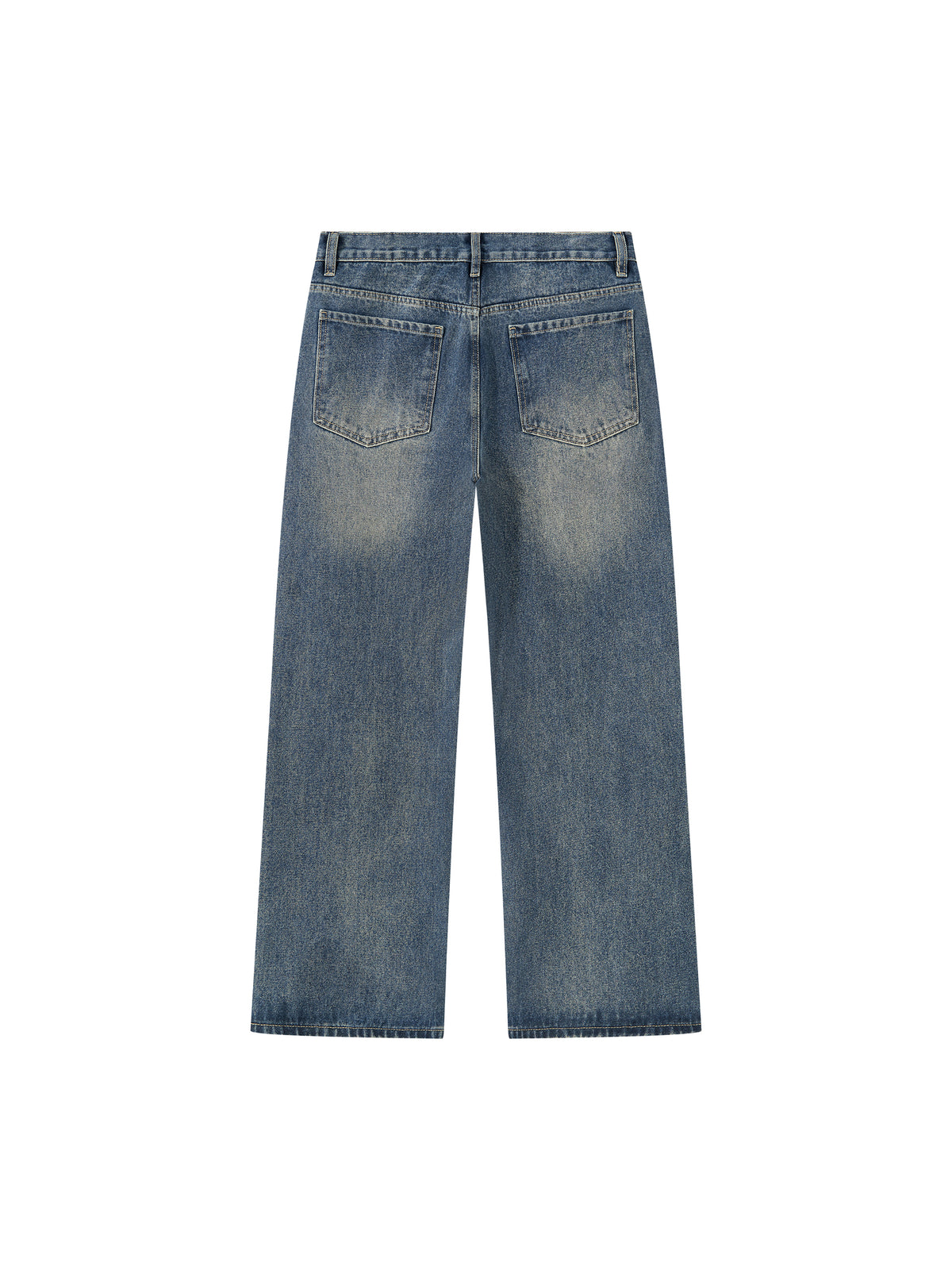 Jeansy Straight Leg Vintage Wash – Nowrocky™ — ujęcie z profilu, prosta nogawka