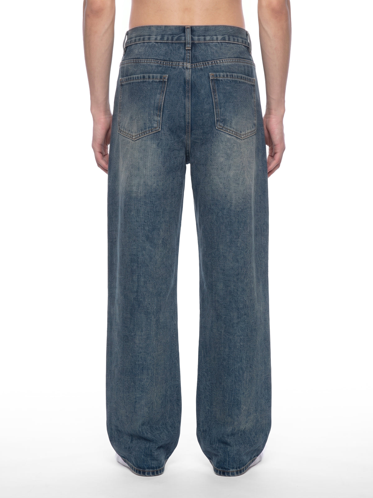 Jeansy Straight Leg Vintage Wash – Nowrocky™ — przednia kieszeń z bliska