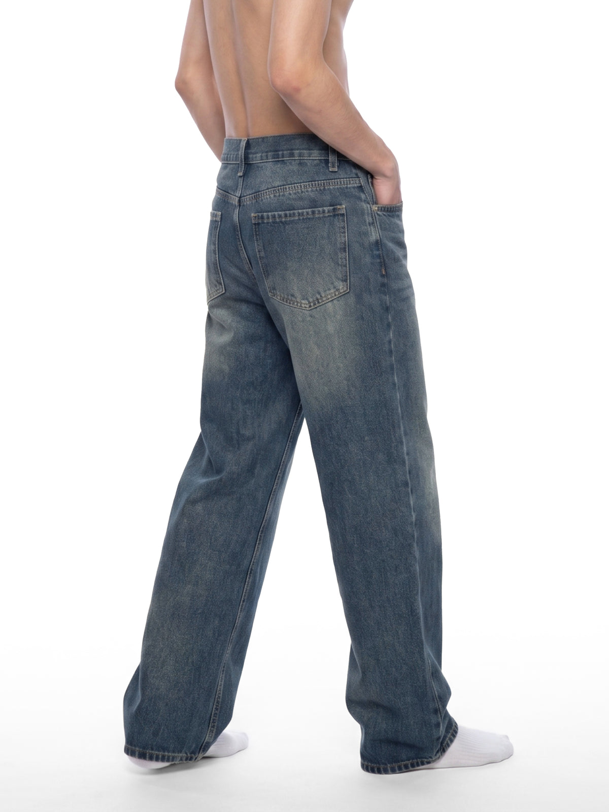 Jeansy Straight Leg Vintage Wash – Nowrocky™ — rozporek z guzikiem i nity