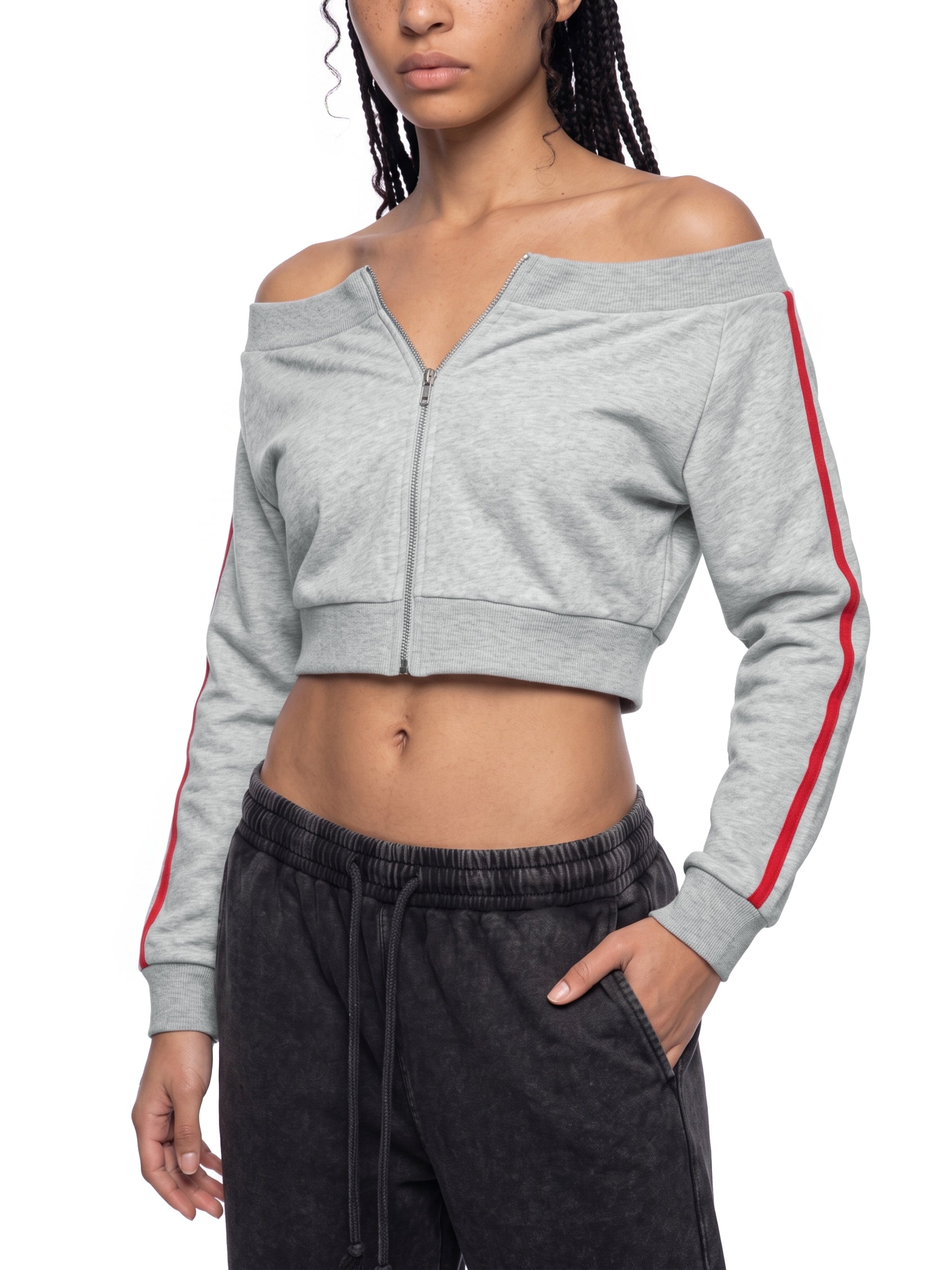 Bluza z zamkiem na całej długości z odkrytymi ramionami – Nowrocky™