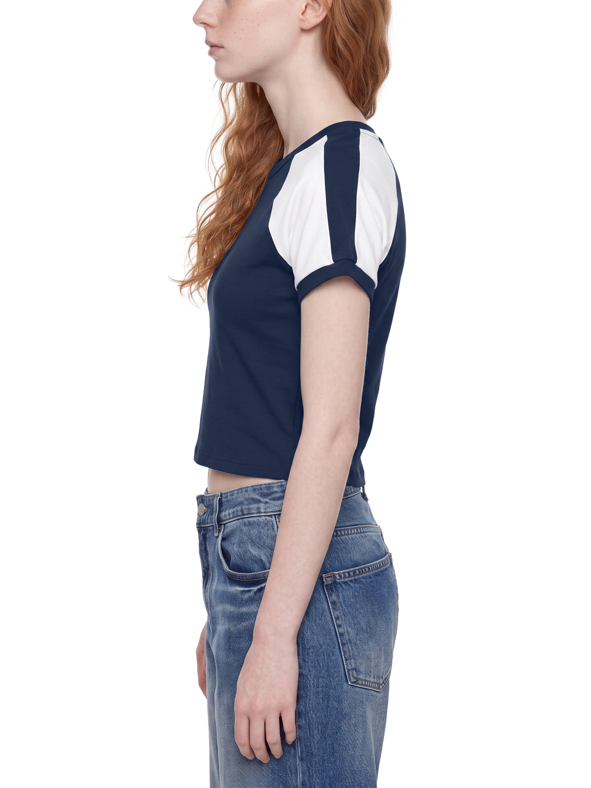 T-shirt Slim Raglan Color Block – Nowrocky™ — układ na płasko, strona tylna