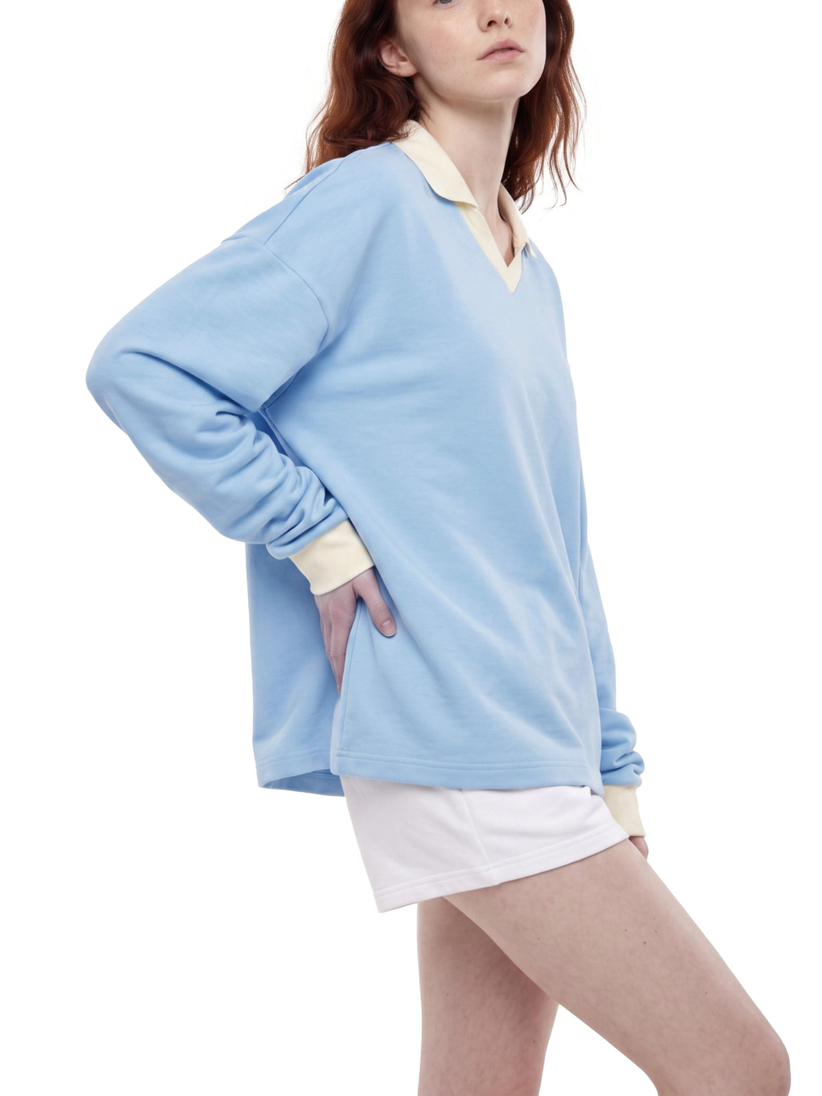 Bluza Color Block Polo Collar – Nowrocky™ — plecy i szerokość ramion z bliska