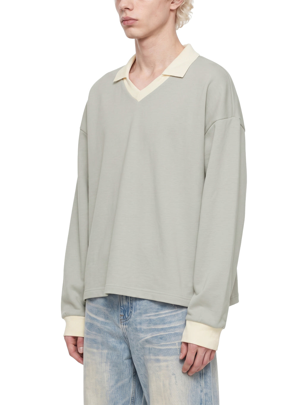 Bluza Color Block Polo Collar – Nowrocky™ — kadr studyjny na jednolitym tle