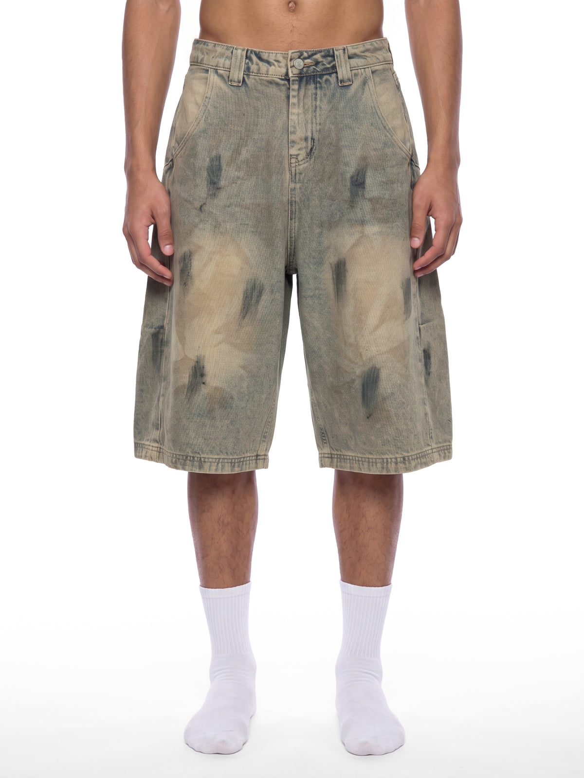 Szorty Jeansowe Vintage Wash – Nowrocky™ — rozporek z guzikiem i nity