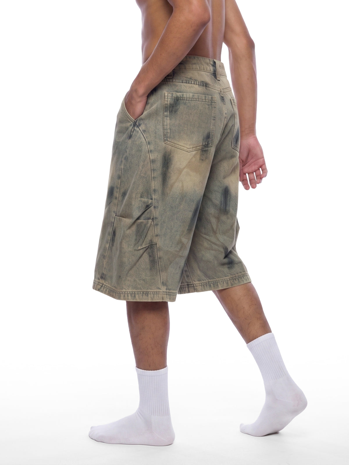Szorty Jeansowe Vintage Wash – Nowrocky™ — podwinięty dół nogawki
