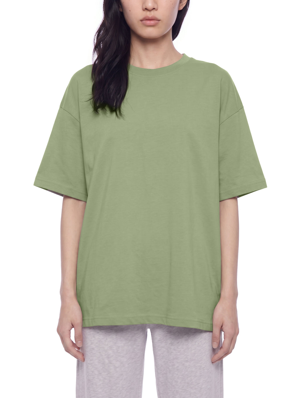 T-shirt Oversized Drop Shoulder – Nowrocky™ — plecy modela i układ materiału