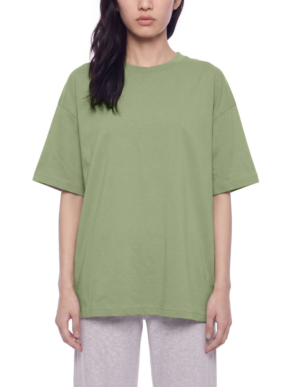 T-shirt Oversized Drop Shoulder – Nowrocky™ — plecy modela i układ materiału